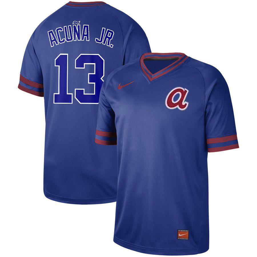 2019 Men MLB Atlanta Braves #13 Acuna Jr blue Nike Cooperstown Collection Jerseys->minnesota twins->MLB Jersey